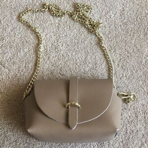 BORSE IN PELLE Vera Tan Italy Genuine Leather Gold Chain Shoulder Crossbody